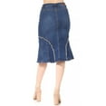 thumbnail image 5 of Be-Girl Women's Stretch Denim Midi Skirt, Frayed Seam Design, Flared Mermaid Style, Knee Length -77932, 5 of 6