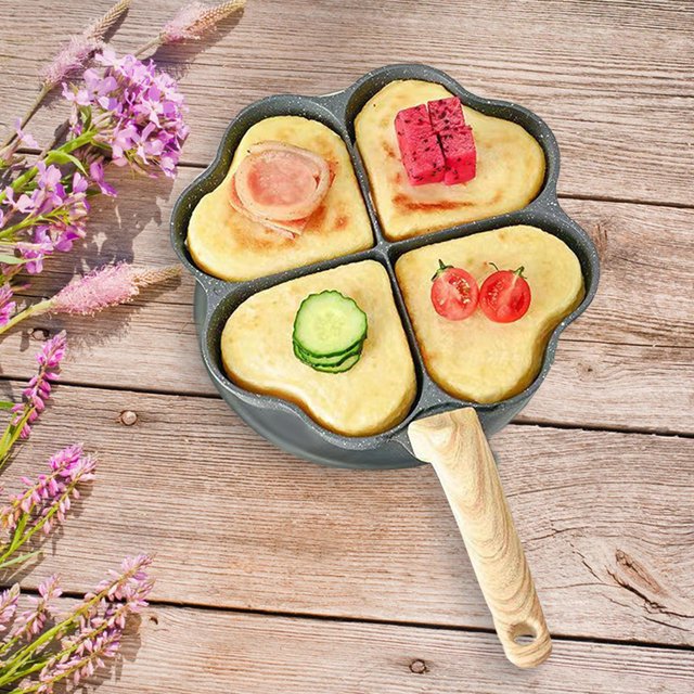 Sartén de tortilla de aluminio para el hogar , sartenes para huevos, jamón, para cocina de inducción, estufa de Gas para Corazón BLESIY Sartén De Huevo