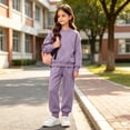 thumbnail image 4 of Hvogkswy Boys Girls Sweatsuit Solid Kids Sweat Suits Long Sleeve Crewneck Pullover Sweatshirt & Jogging Pant Fall Fashion Tracksuits, 4 of 9