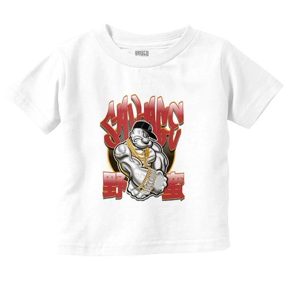 Urban Kanji Popeye Savage Cartoon Toddler Boy Girl T Shirt Infant Toddler Brisco Brands 6M