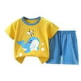 thumbnail image 2 of Cethrio Toddler Girls and Boys Casual Shirts Set- Short Sleeve Fashion Cute Cotton Summer Clothes Suit Yellow Size 4-5 T, 2 of 3