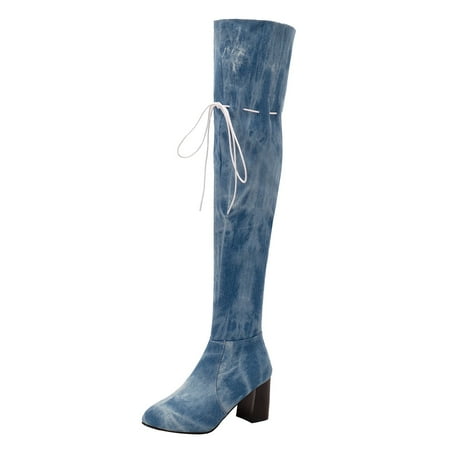 

PMUYBHF Women s Autumn And Winter Cowboy High Above Knee Thick Heel Side Zipper Long Boots 49.98
