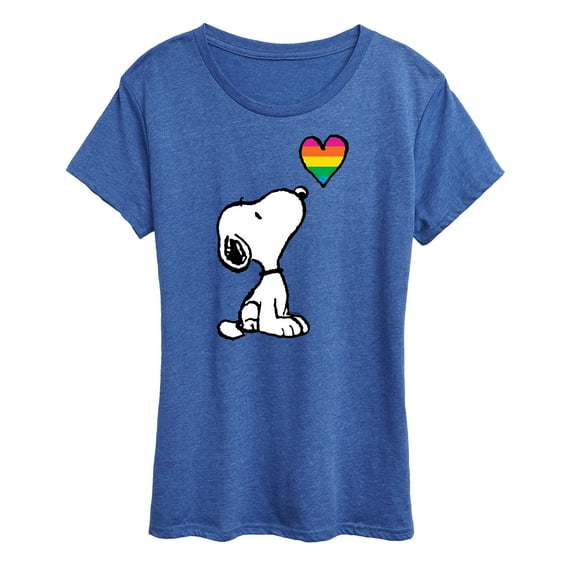Peanuts - Snoopy Rainbow Heart - Ladies Short Sleeve Classic Fit Tee