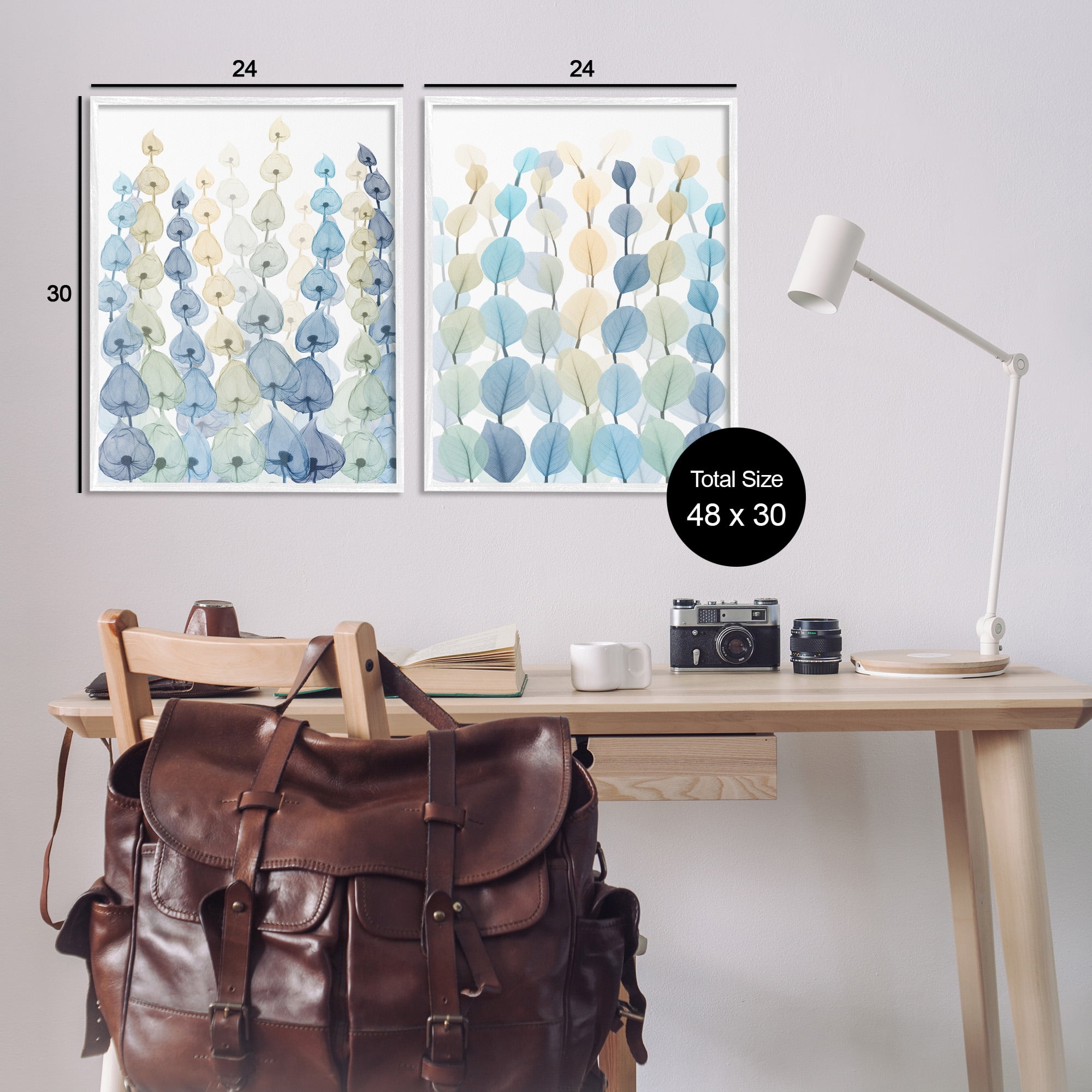 Stupell Industries Seaweed & Ocean Plants Pattern Abstract Painting White Framed Art Print Wall Art, 24 x 30, Set of 2