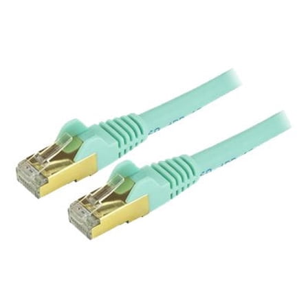 StarTech 2ft CAT6a Ethernet Cable - 10 Gigabit Shielded Snagless RJ45 100W PoE Patch Cord - 10GbE STP Network Cable with Strain Relief - Turquoise - UL, TIA (C6ASPAT2AQ)