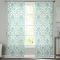 thumbnail image 3 of Green Flowers Semi Sheer Curtains 96 Inch Length 2 Panels Set, Boho Ethnic Abstract Floral Texture Sheer Kitchen Curtain Privacy Voile Window Curtain for Living Room Bedroom Rod Pocket Drapes, 3 of 7