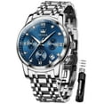 thumbnail image 3 of OLEVS Watches for Men, Mens Watches Gifts for Men Chronograph Analog Quartz Luxury Casual Classic Diamond Waterproof Luminous Stainless Steel Reloj para Hombre Blue Dial, 3 of 13