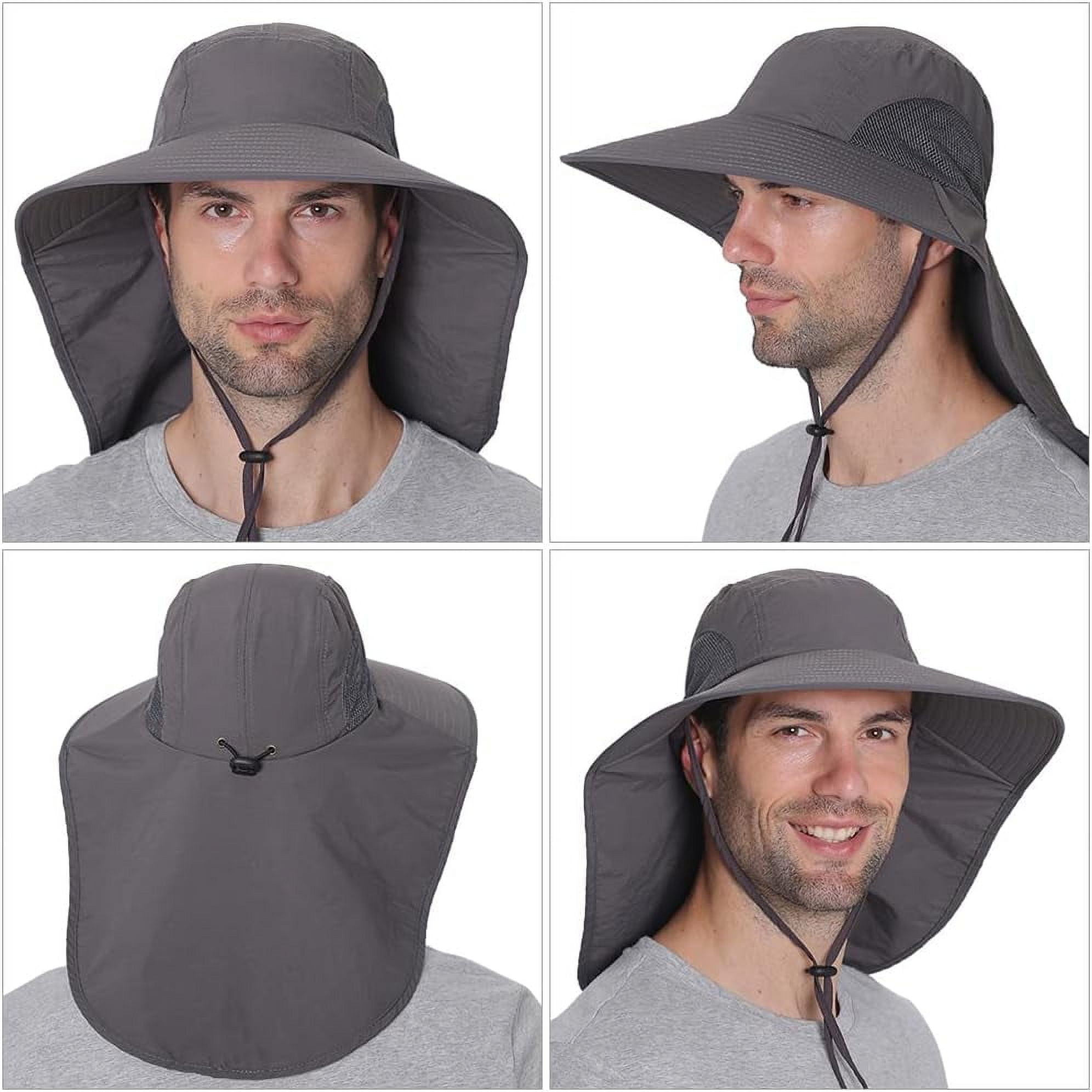 Wide Brim Sun Hat with Neck Flap, Adjustable Outdoor 50+UPF 