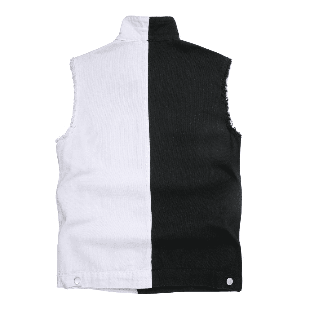 JUDIGODR Denim Vest Heren Revers Mouwloos Slim Fit Retro