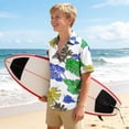 thumbnail image 6 of Boys Hawaiian Shirt Casual Lightweight Short Sleeve Tops Tropical Print Summer Beach Vacation Party Button Down Shirt,Sizes 3-15, 6 of 8
