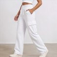 thumbnail image 2 of TOWED22 Girls' Sweatpants Straight Leg Drawstring Kids Joggers Open Bottom Baggy Teen Pants with Pockets(White,12-13 Y), 2 of 6