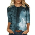 thumbnail image 3 of VKOYWKM Women Tops Halloween 3/4 Sleeve T-Shirts Halloween Graphic Casual Crew Neck Fall Tunic Top, 3 of 6