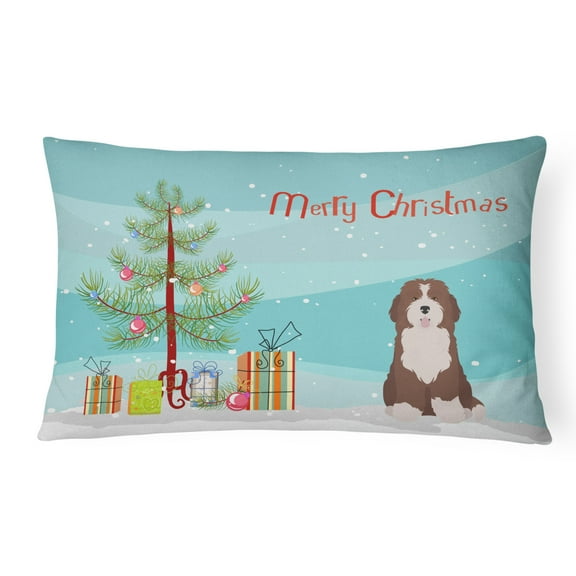 Carolines Treasures CK3886PW1216 Bernedoodle 2 Christmas Tree Canvas Fabric Decorative Pillow, 12H x16W, multicolor