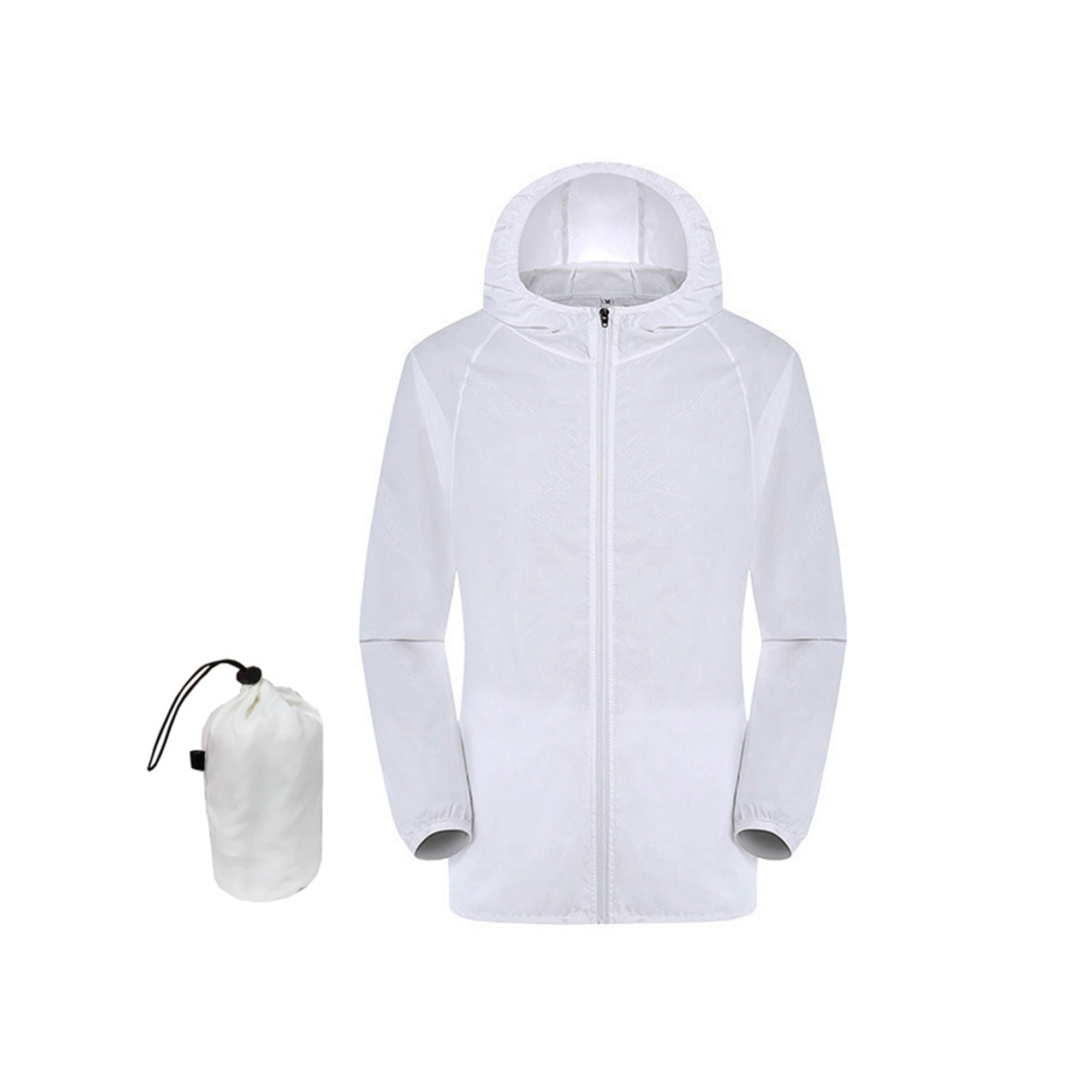 LUXUR Women Summer Coat Long Sleeve Outwear Sun Protection Jacket Loose Solid Color White L Walmart