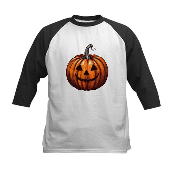 CafePress - Jack O Lantern Baseball Jersey - Kids Cotton Baseball Jersey, 3/4 Sleeve Shirt