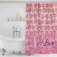 thumbnail image 3 of Happy Valentine's Day Shower Curtain, Waterproof Shower Curtains for Bathroom, Pink Ombre Love Heart Desserts Washable Fabric Bathtub Curtain Set Bath Decor with 12 Hooks Long 72"x84", 3 of 8