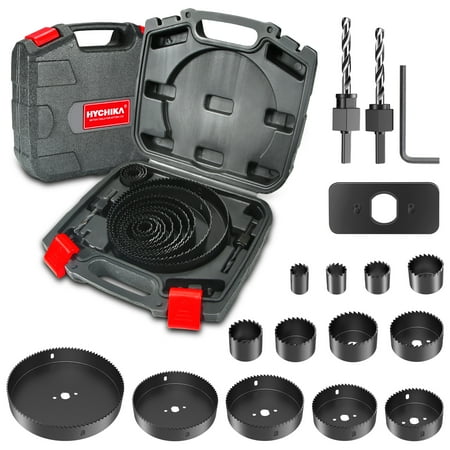 

HYCHIKA 19-Piece Hole Saw Kit with 13 Pcs saw blades 3/4 -6 for Soft Wood Plywood Drywall PVC