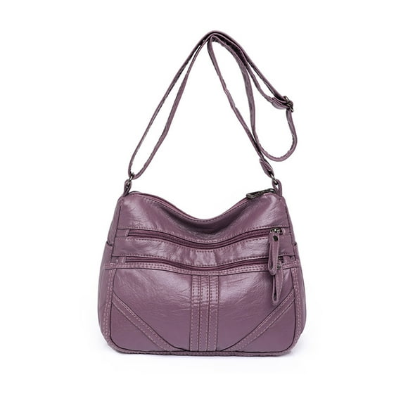 Fashnice Women Shoulder Bags Adjustable Strap Crossbody Bag Large Capacity Soft Purse Multi Pockets Ladies Fashion Metal Zipper Purple