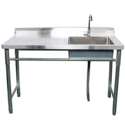 Miumaeov Commercial Kitchen Utility Sink with Stand 304 Stainless Steel Freestanding Kitchen Sink with Faucet and Worktable Multi-functional Shelf for Garage Restaurant Kitchen Laundry