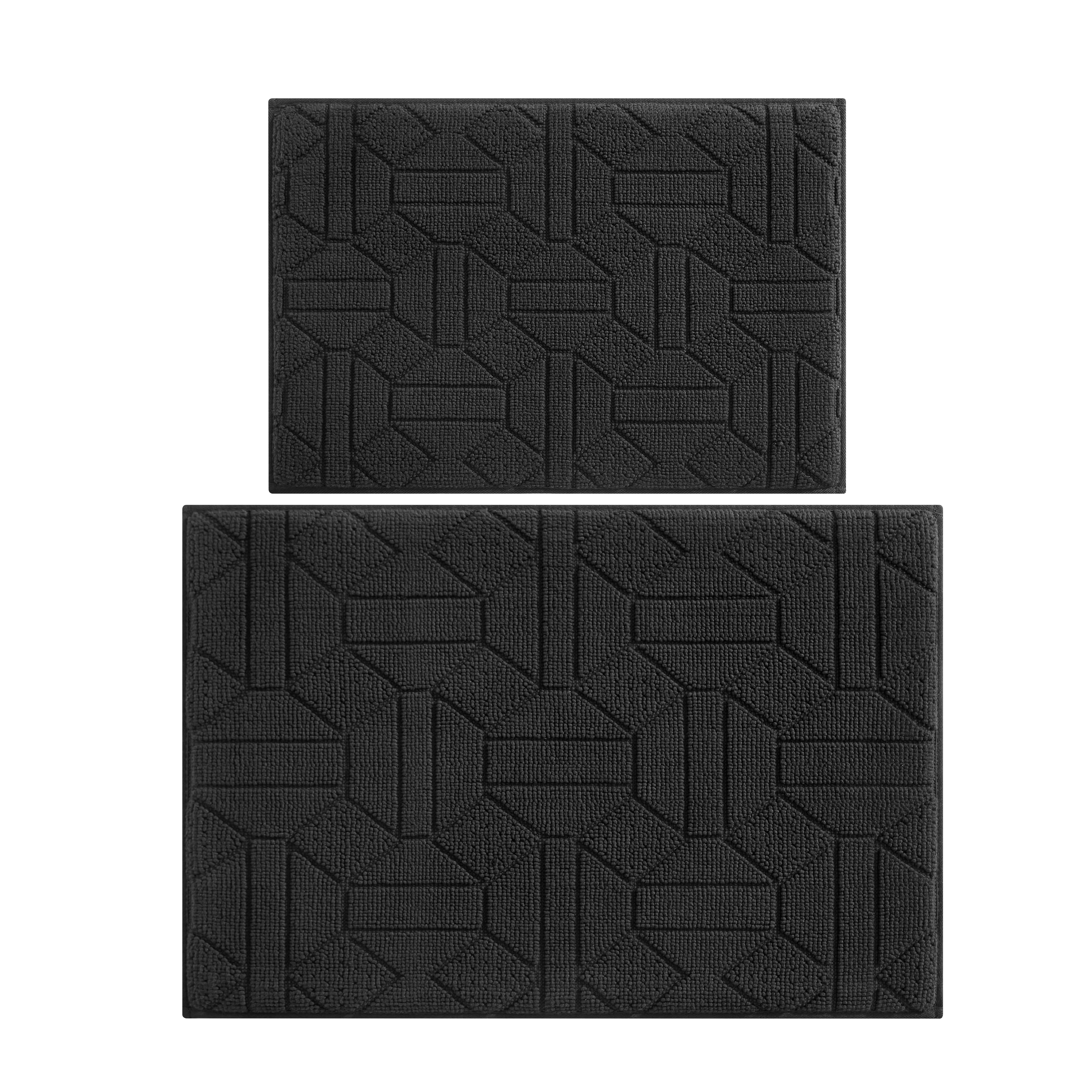 Better Homes & Gardens 2 Piece Paver Diamond Luxury Tufted Memory Foam Bath Rug Set, Grey