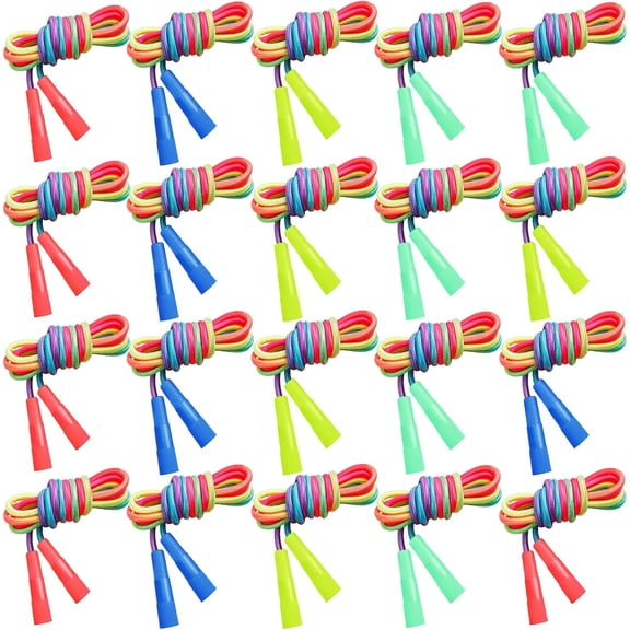 Rainbow Jump Rope, 7.2 Ft Adjustable Jumping Ropes for Kids, Durable Nylon Skipping Ropes with Plastic Handles, Gift Idea for Boys and Girls, Outdoor Fun, Party Favors