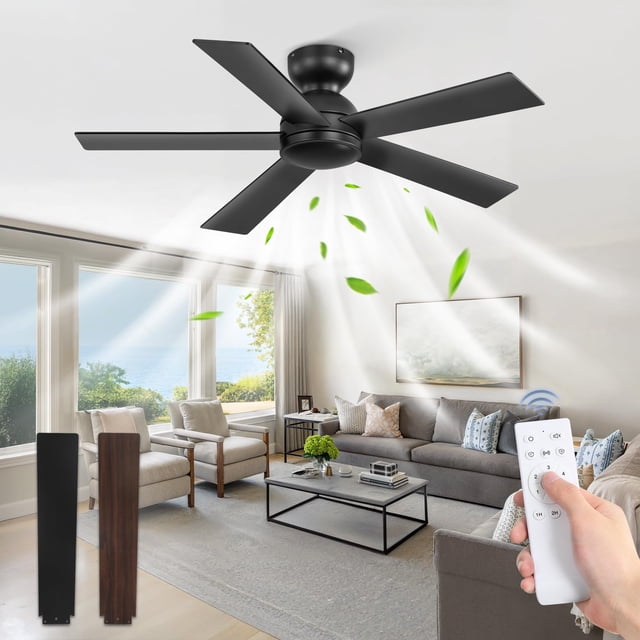 Ventilador de Techo Fanbulous 42" Montaje Empotrado Negro con Control Remoto y 6 Velocidades
