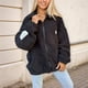 thumbnail image 3 of Chaqueta Informal de Gran Tamaño para Mujer, Abrigo de Felpa con Solapa, Cremallera y Bolsillos, para Otoño e Invierno. Negro XL, 3 of 5