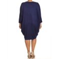 thumbnail image 4 of MOA COLLECTION Women's Plus Size Solid Loose Fit 3/4 Dolman Sleeve Casual Midi Dress, 4 of 5