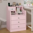 thumbnail image 4 of Afuhokles Nightstand Set of 2 with Charging Station, Night Stand with Hutch and Storage Drawers, Pink, 4 of 8