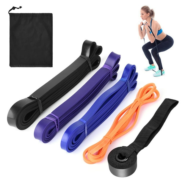 4PCS Resistance Loop Band with Door Anchor and Carry Bag Natural Latex