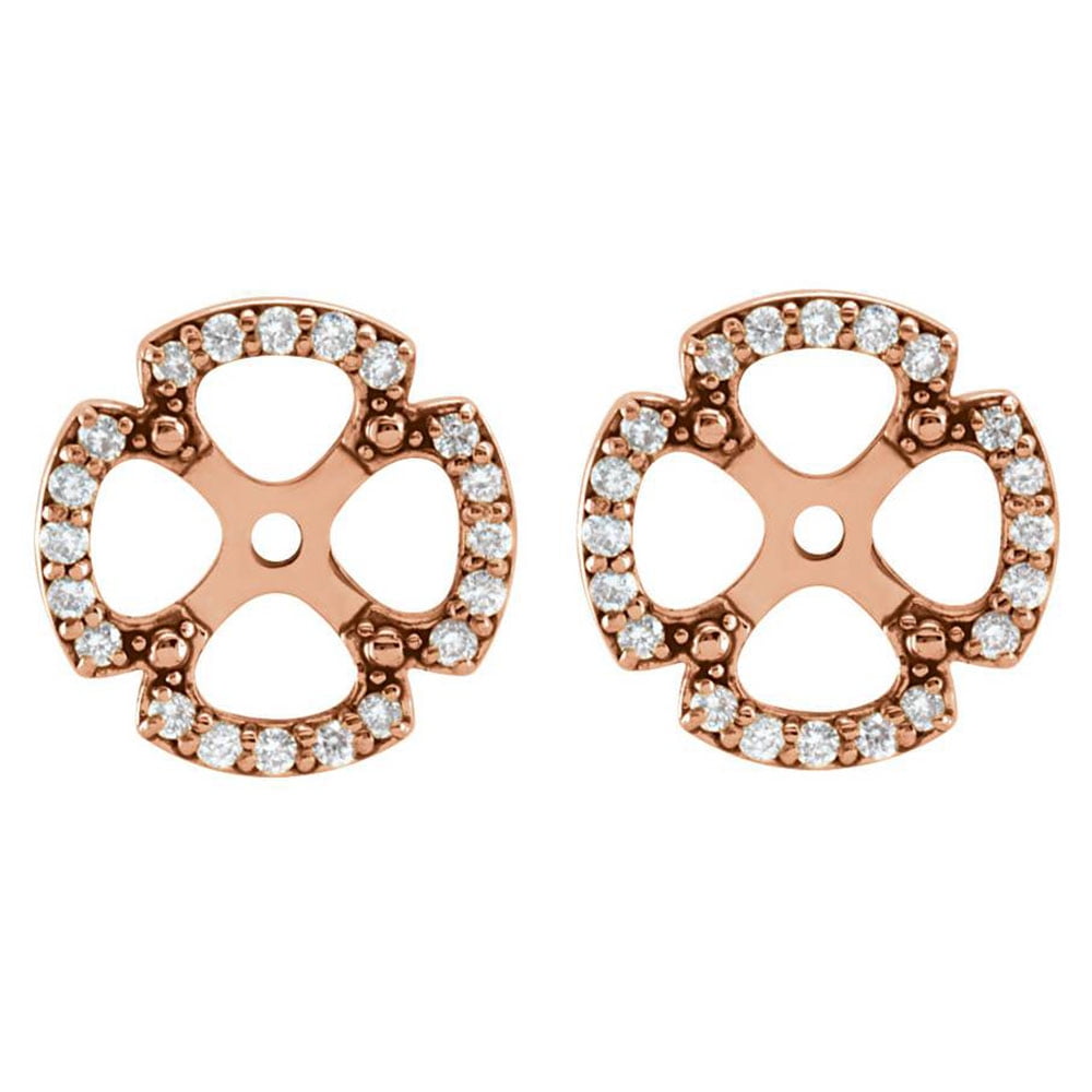 1/5Ct Clover Diamond Earring Jackets 14K Rose Gold (55.5mm)