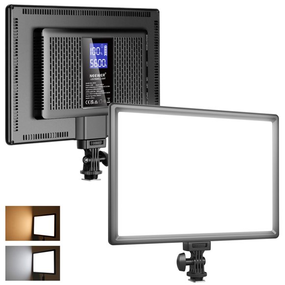 NEEWER 192 LED Video Light Panel, 20W Ultra Thin Bi Color Dimmable DSLR Camera Soft Light, 8000mAh Built in Lithium Battery, 3200-5600K CRI97+, Key L