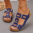 thumbnail image 2 of Rokment Geometic Wedges Slides Sandals for Women 2026 Fashion Comfortable Casual Leather Orthopedic Platform Dress Slip on Summer Shoes Blue Size 6, 2 of 6