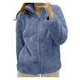 thumbnail image 1 of MKLEKYY Veste Marron pour Femmes Veste Unie Col Zippé Vêtements d'Extérieur Confortables, 1 of 3