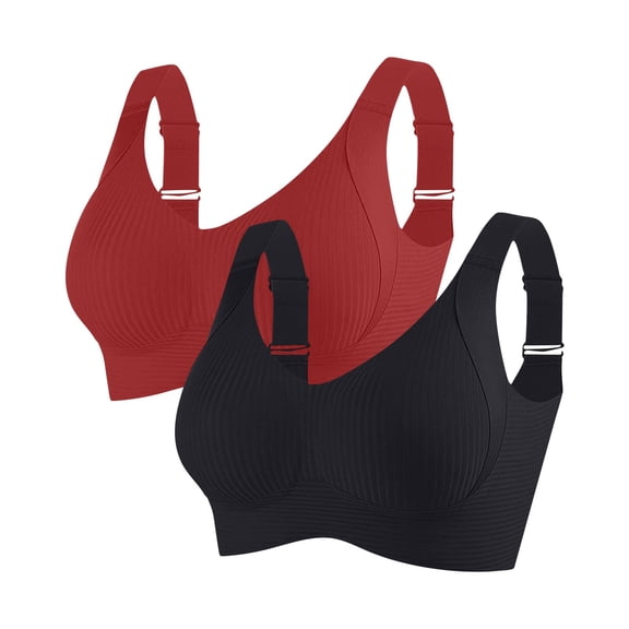 OSFVNOXV Sports Bras for Women 2 Pack Plus Size Wireless T-Shirt Bra Soft Padded Seamless Breathable Everyday Bras ,Sizes M-4XL