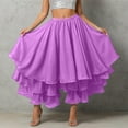 thumbnail image 2 of Wxolcjlv Womens Chiffon High Low Maxi Skirt Elastic Waist Tiered Skirts, 2 of 5