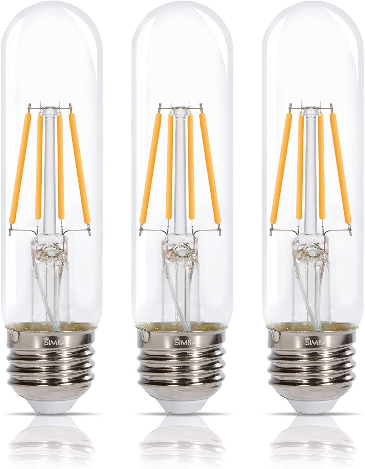 Simba Lighting LED T10 4W 40W Equivalent Bulbs 120V Dimmable E26 2700K Warm White 3-Pack