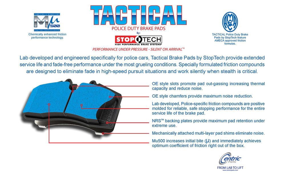 TACTICAL POLICE DUTY BRAKE PADS WITH HARDWARE