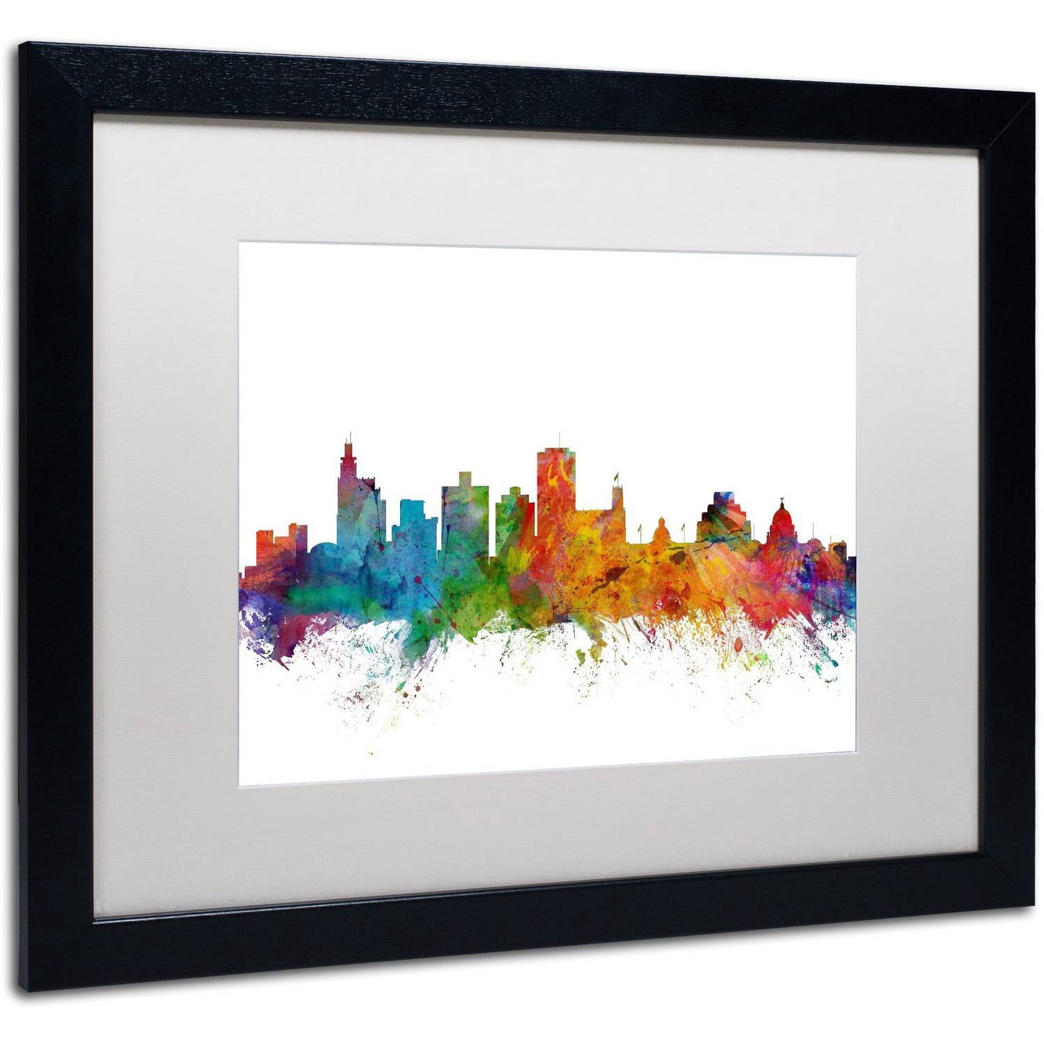 Trademark Fine Art 'Jackson Mississippi Skyline' Canvas Art by Michael Tompsett, White Matte, Black Frame