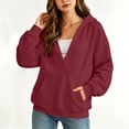 thumbnail image 6 of DISKEBUISS Women's Wrap V Neck Hoodie Long Sleeve Front Kangaroo Pocket Loose Casual Sweatshirt, 6 of 7