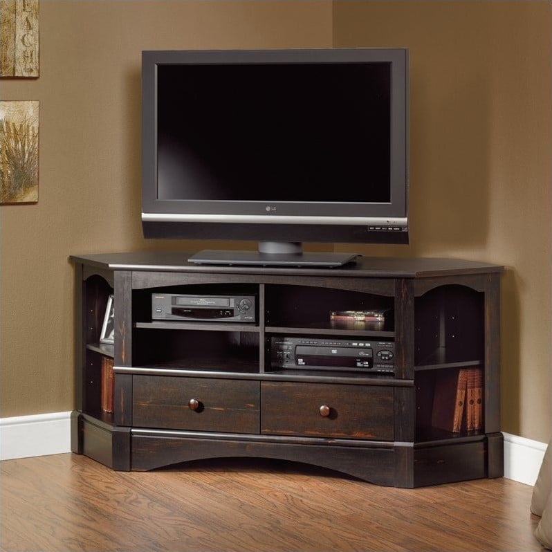 Sauder Harbor View Corner Tv Stand In Antiqued Black