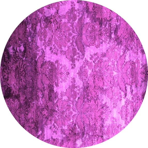 Ahgly Company Indoor Round Abstract Pink Contemporary Area Rugs, 8' Round