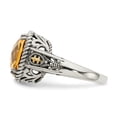 thumbnail image 3 of 14K Two-Tone Gold Ring Band Gemstone Yellow Citrine Cushion, 3 of 6