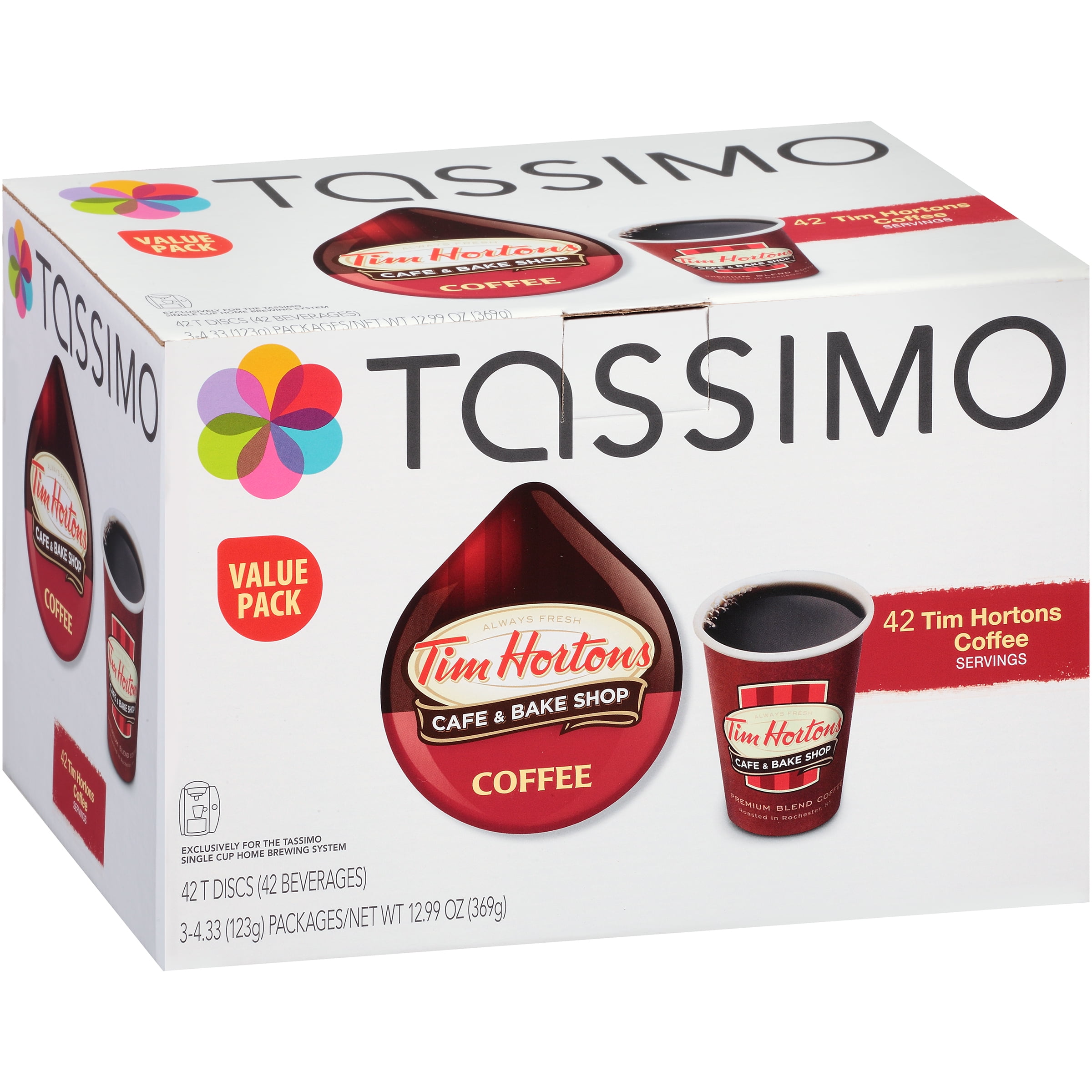 Tim Hortons Ground Coffee TDisc Capsule for Tassimo Brewing System, 42