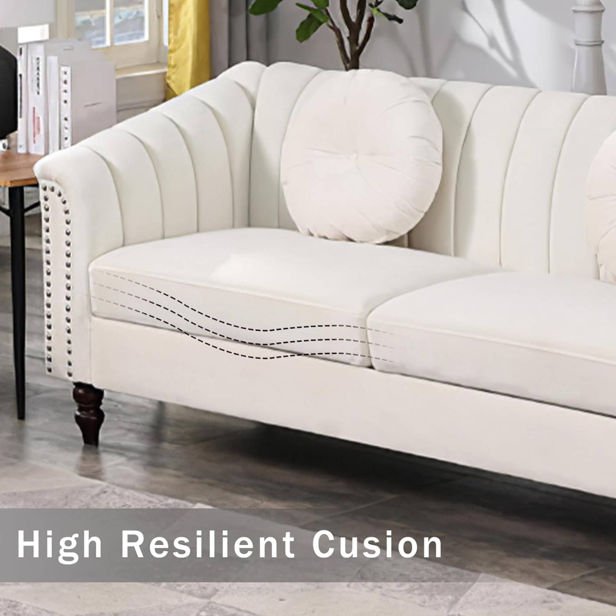 Modern&nbsp;Sofa Chair Living Room Chair Microfiber Sofa Couch Seat for Living Room, Bedroom, Small Space, White