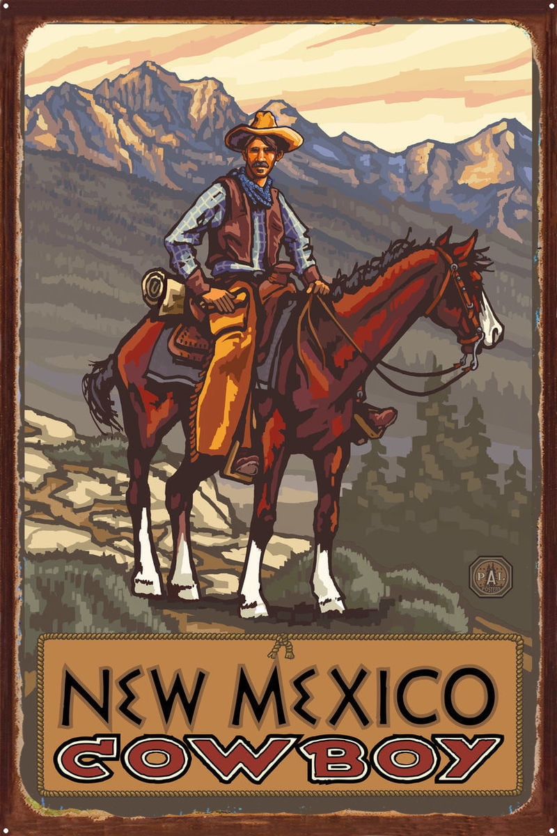 New Mexico Cowboy Ranch Hand Rustic Metal Art Print by Paul A. Lanquist