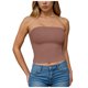 thumbnail image 3 of Blusa informal de verano sin tirantes de color liso para mujer, 2 piezas, de poliéster, 3 of 5