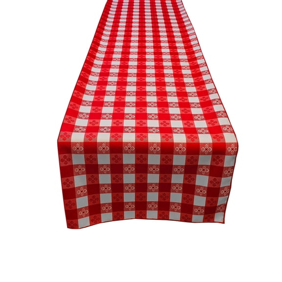 Poplin Tavern Gingham Checkered Polyester Table Runner Red