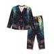 thumbnail image 1 of Fotbe Starry Sky Moon Wolf Leader Conjunto de Pijama de Manga Larga para Mujer con Estampado, Ropa de Dormir de 2 Piezas, Conjunto de Casa Suave y Cómodo con Bolsillos-Medium, 1 of 7