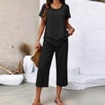 thumbnail image 2 of QIYAGBSA 2 Piece Sets for Women Round Neck Top and Capri Pants with Pockets Relaxed Fit Summer Casual Lounge Wear (Black 2XL), 2 of 6